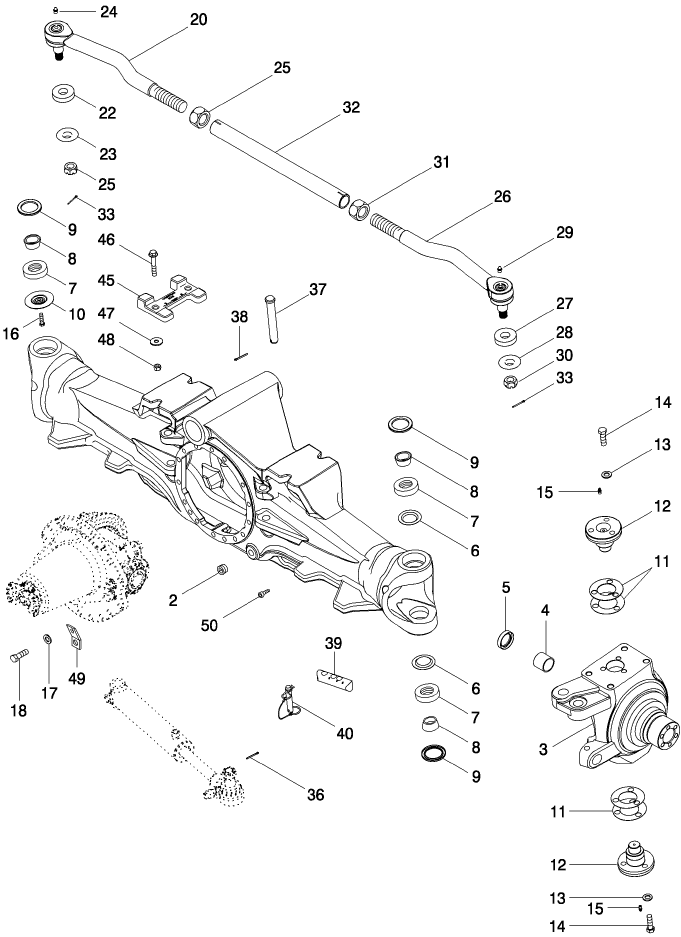 05 -23 MFD AXLE HOUSING ASSEMBLY - STANDARD WITH 12 BOLT HUB, WITH DIFFERENTIAL LOCK, BSN MY00182905