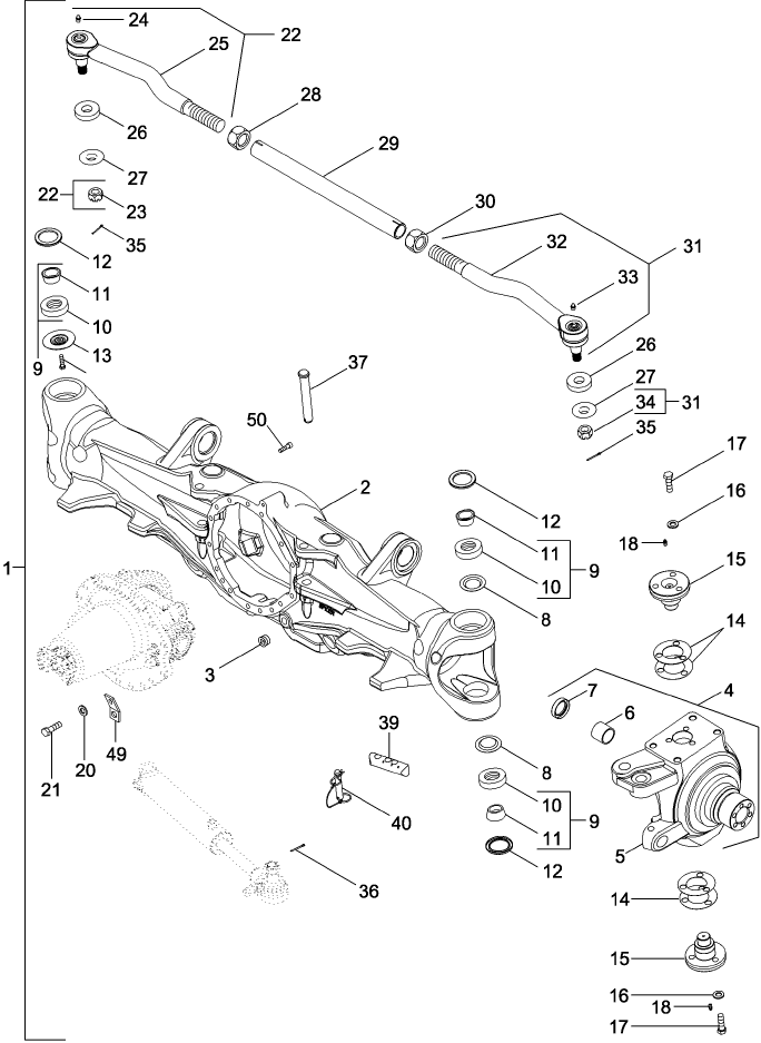 05 -30 MFD AXLE HOUSING ASSEMBLY - SUSPENDED WITH 10 BOLT HUB, WITH DIFFERENTIAL LOCK, ASN MY00183034