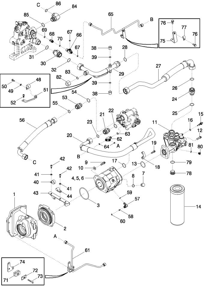 08 -03 HYDRAULIC SYSTEM - PISTON PUMP AND FILTER, STANDARD FLOW CAPACITY & MEGAFLOW