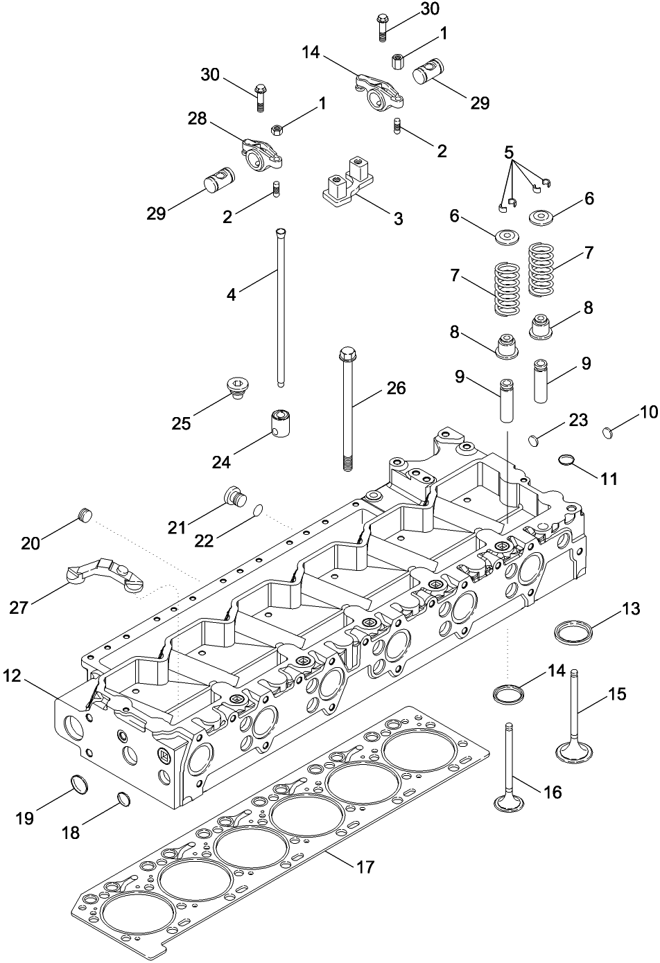 02 -16 CYLINDER HEAD - VALVE MECHANISM, TG215, TG245, TG275, T8010, T8020, AND T8030