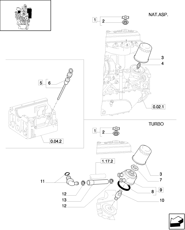 0.30.2(01) FILTER, ENGINE OIL - OIL LINES - OIL LEVEL GAUGE - PIPING - OIL COOLER