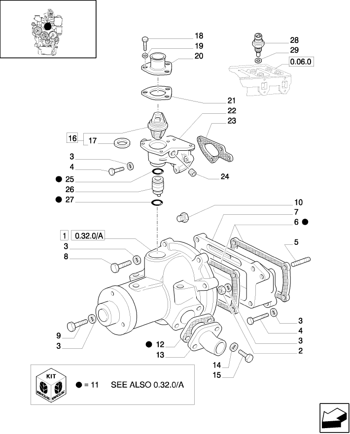 0.32.0 WATER PUMP, SUPPORT & THERMOSTAT