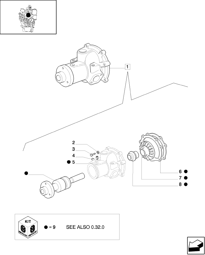 0.32.0/  A WATER PUMP BREAKDOWN (ASY P/N 99454833)