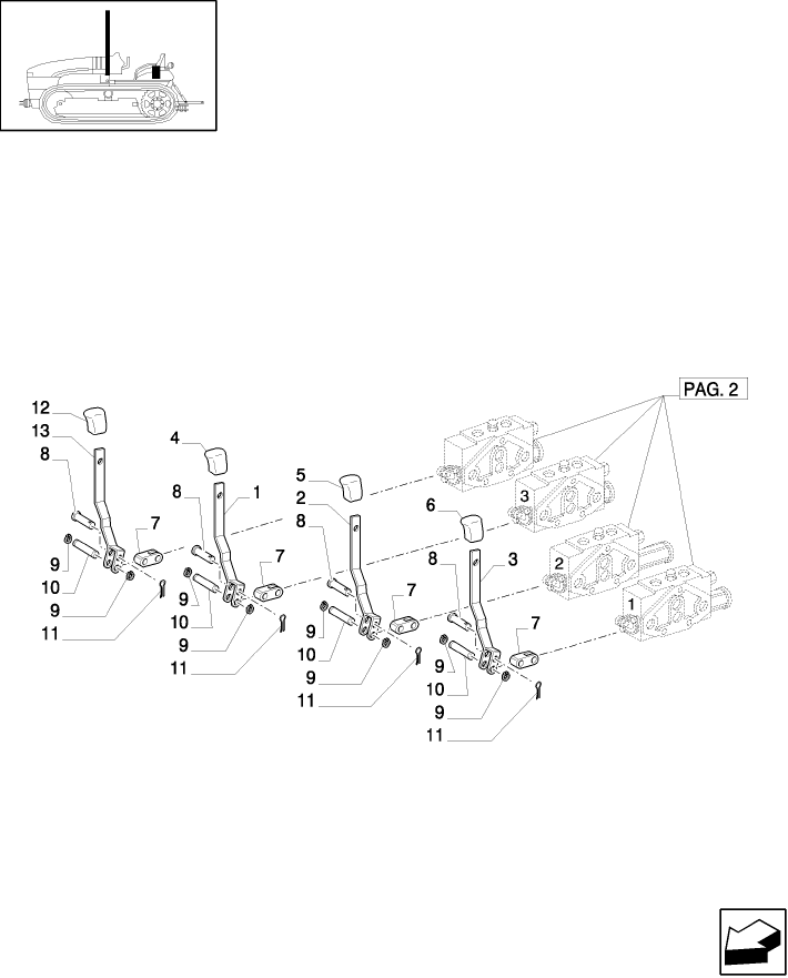 1.82.7/01(03) (VAR.392) 4 REMOTE VALVES, OUTER CONTROL LEVERS - C5492