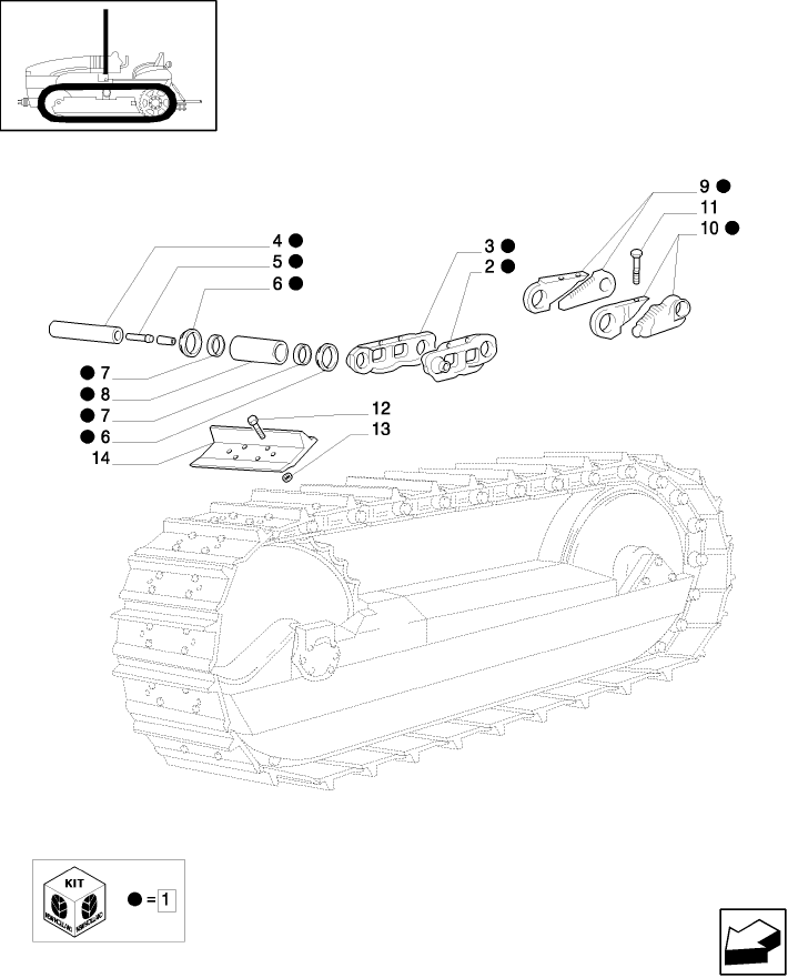 1.99.50/06B(02) (VAR.509) TRACK SHOE MM.400 (LUBRIFIED TRACK CHAIN MM.140)  & RELATED PARTS