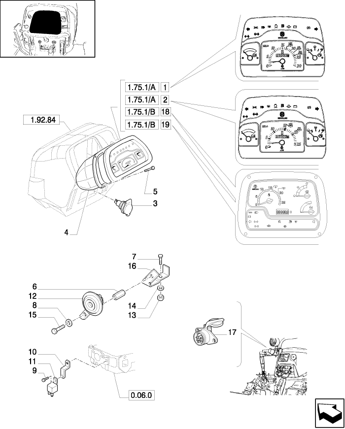 1.75.1 INSTRUMENT CLUSTER, HORN, REAR PLUG