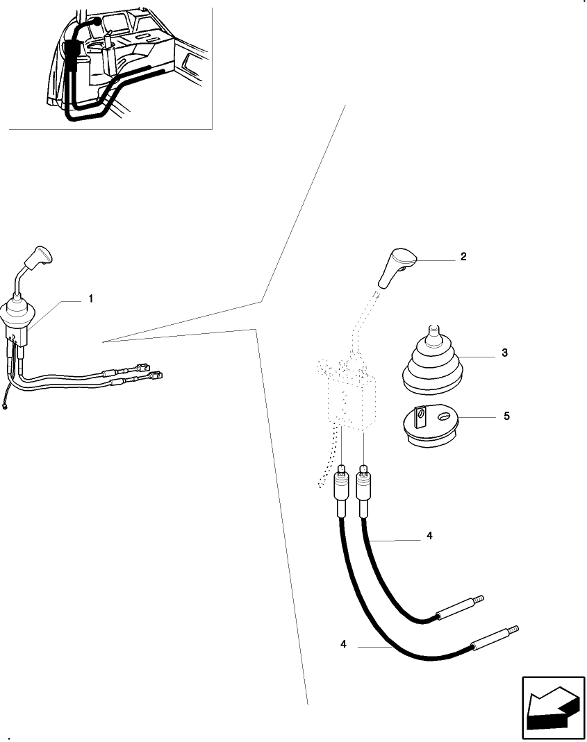 1.82.7/16A (VAR.723) CONTROL VALVE  JOYSTICK (CLOSED CENTER/CCLS) - CABLES AND HOOD - C4789