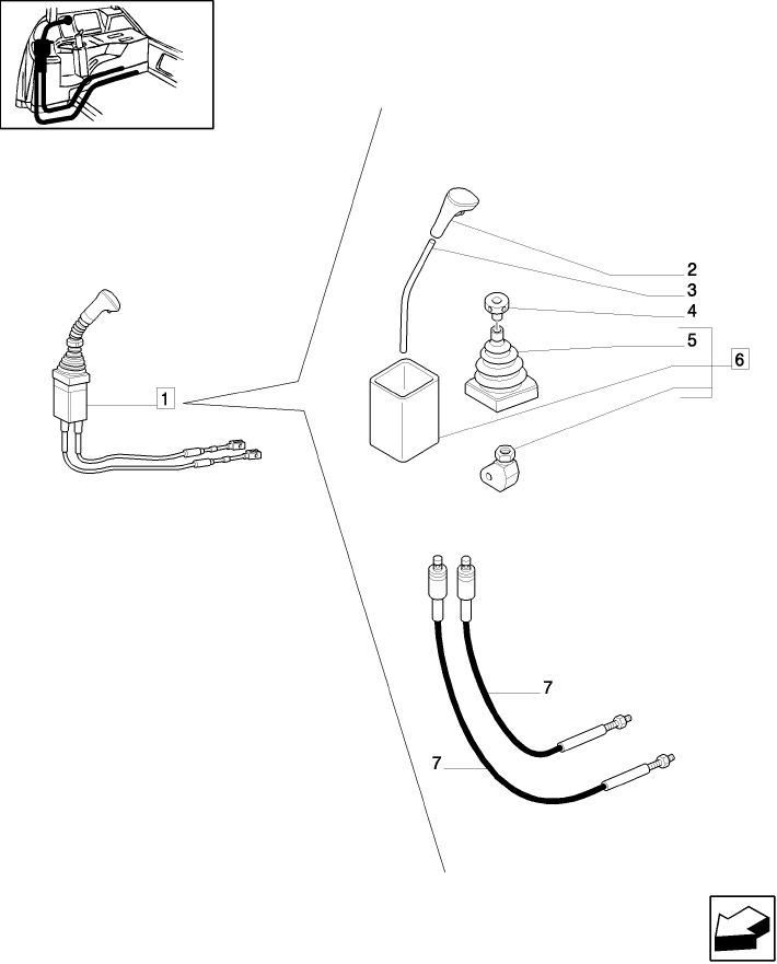 1.82.7/16B (VAR.723) CONTROL VALVE  JOYSTICK (CLOSED CENTER/CCLS) - CABLES AND HOOD - D4789 - C4785