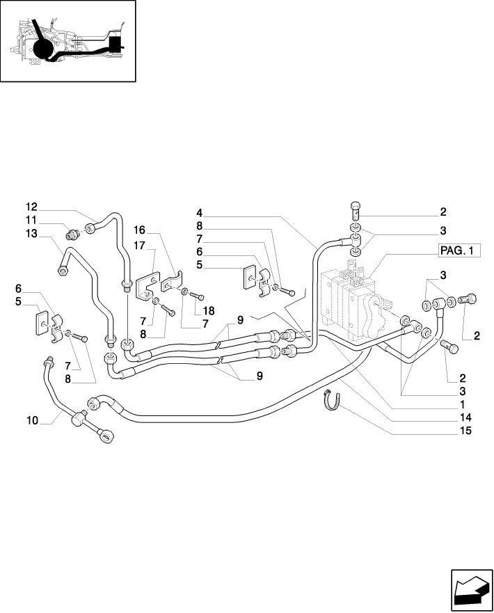 1.82.7/17(02) (VAR.186) TWO CONTROL VALVES FOR THREE REAR CONTROL VALVES - PIPES