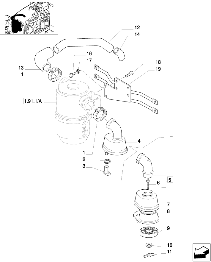 1.19.1/ 1 (VAR.194) OIL BATH AIR CLEANER (W/O CAB)