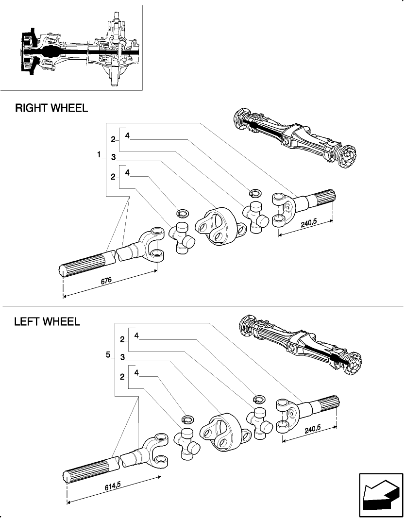 1.40.0/107(03) (VAR.327/1) ELECTROHYD. FRONT DIFFENTIAL LOCK, BRAKES AND MUDGUARDS - HALF SHAFTS