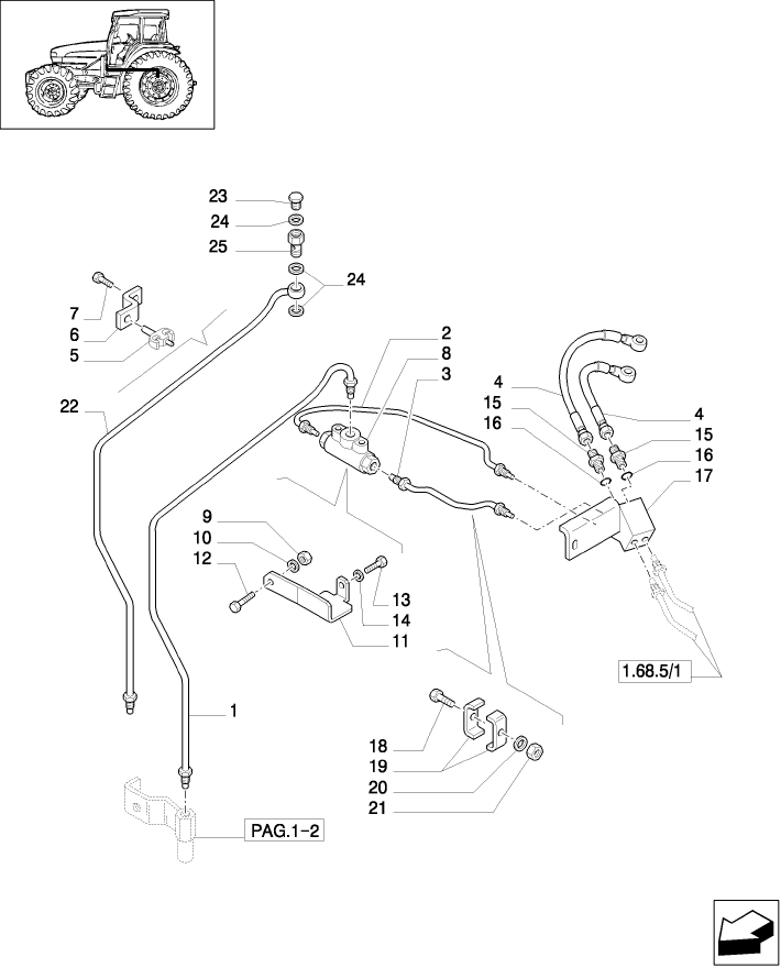 1.68.5/ 6(03) (VAR.327/1) ELECTROHYD. FRONT DIFFENTIAL LOCK, BRAKES AND  MUDGUARDS - BRAKE PIPES