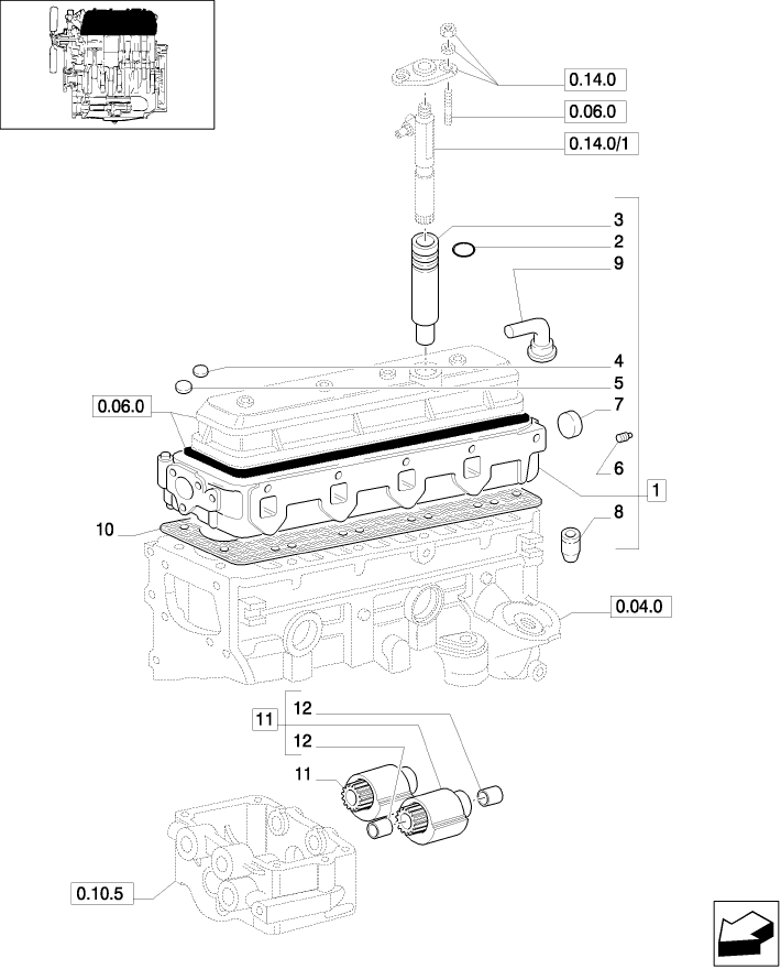 0.06.0/ 1 (VAR.123) EMISSIONIZED ENGINE - CYLINDER HEAD AND ROTATING WEIGHTS