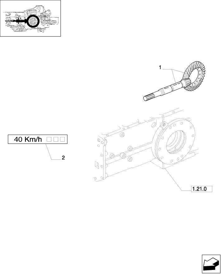 1.32.1/ 6(01) (VAR.325) ELECTROHYD. FRONT DIFFENTIAL LOCK 40 KM/H, BRAKES AND MUDGUARDS - REAR BEVEL GEAR PAIR