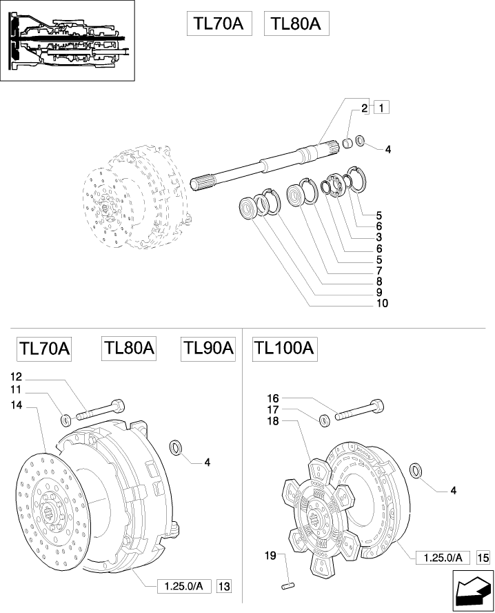 1.25.0 CLUTCH - SHAFT, RETAINING RINGS