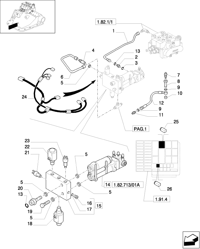 1.82.713/01(02) (VAR.372) TRAILER BRAKE VALVE FOR OPEN CENTRE (ITALY)