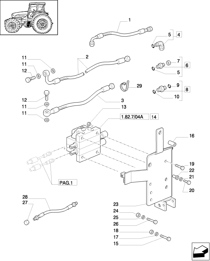 1.82.7/05 (VAR.440/1) CONTROL VALVES WITH JOYSTICK FOR LOADER WITH HI-LO AND PIPES