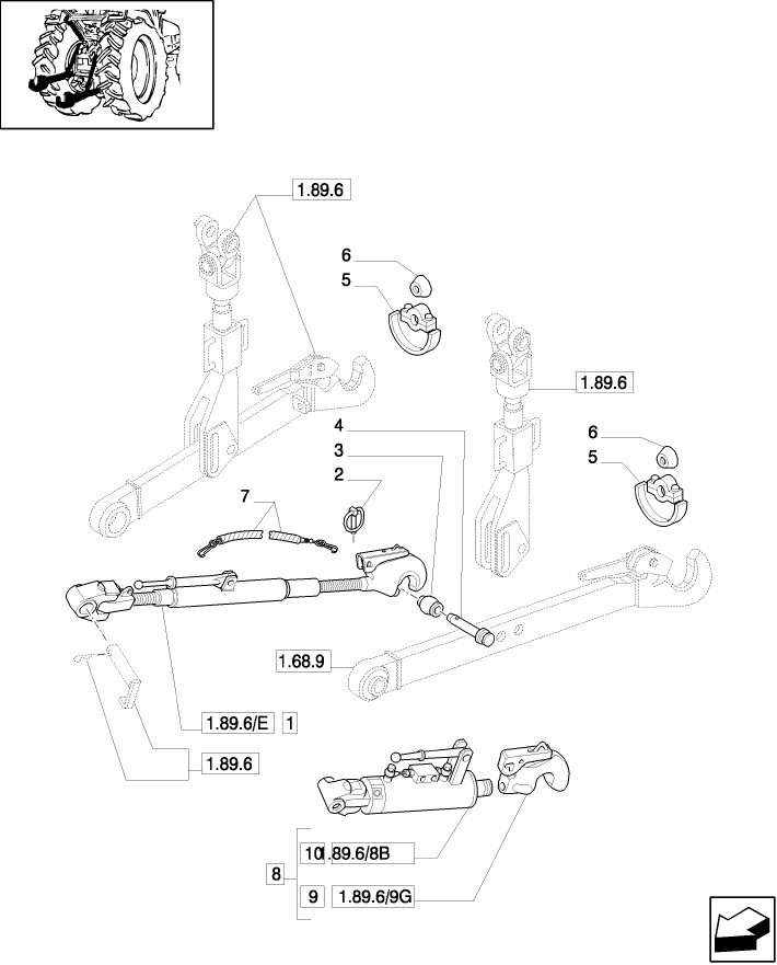 1.89.6/06 (VAR.853) IMPLEMENT ATTACHMENT DEVICE (2-3 CLASS) FOR ELECTRONIC LIFT - SPRAG