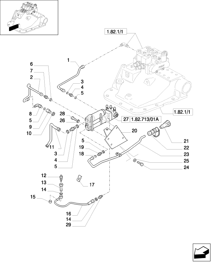 1.82.713 (VAR.371) TRAILER BRAKE VALVE FOR OPEN CENTRE