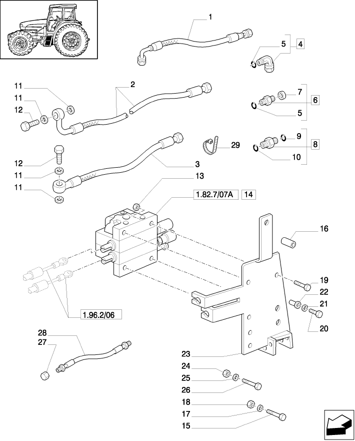 1.82.7/08(01) (VAR.714) CONTROL VALVES WITH JOYSTICK FOR FRONT LIFT WITH HI-LO - PIPES