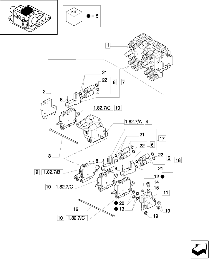 1.82.7/17(02) (VAR.170) 3-CONTROL VALVE UNIT - REMOTE VALVES - C5504