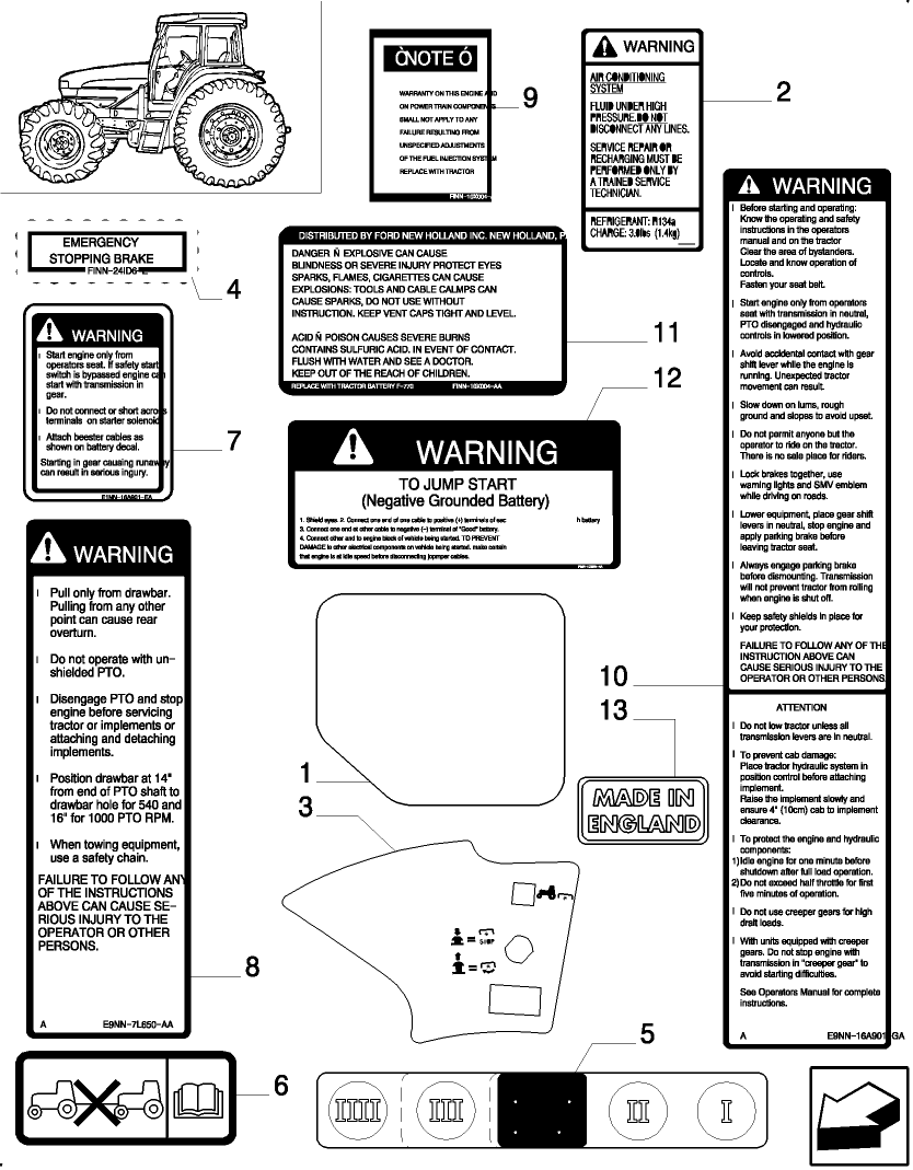 007(03) WARNING DECALS- NORTH AMERICA VERSION