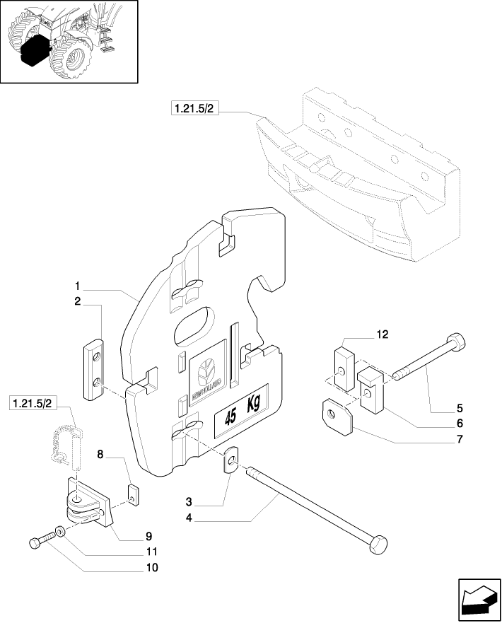 1.21.5/08 (VAR.066/1) WEIGHT CARRIER - WITH HOOK - 2WD