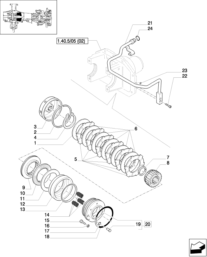 1.40.5/09(02) (VAR.452/1) 4WD FRONT AXLE WITH SUSPENSIONS, BRAKE, TERRALOCK, S.P.S. - HYDRAULIC DIFFERENTIAL LOCK