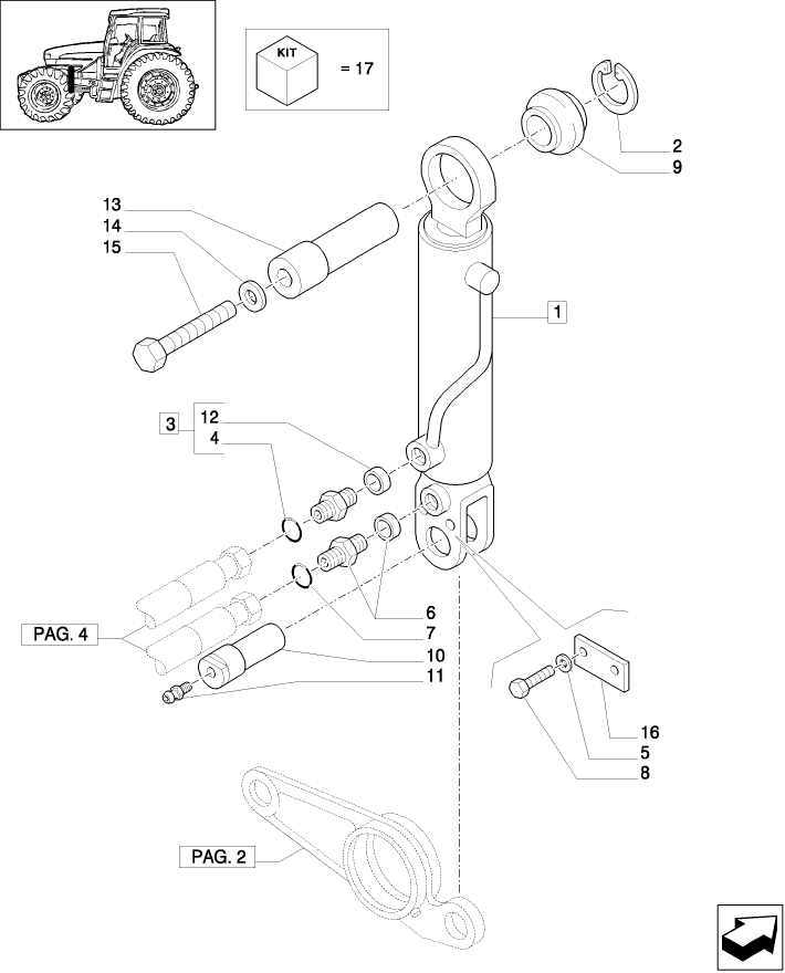 1.21.3/03(03) (VAR.463/1) 4WD FRONT AXLE WITH SUSPENSIONS, BRAKE, TERRALOCK, F.P.S. - CYLINDER