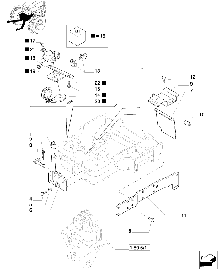 1.21.1/09 (VAR.789) FRONT HYDRAULIC LIFT FOR CCLS FOR AXLE WITH SUSPENSIONS - GUARDS