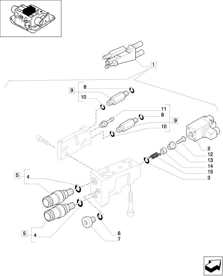 1.82.7/13(05) (VAR.900) HYDR. ADJUSTMENT OF RIGHT TIE-ROD FOR CLOSED CCLS CENTRE-IMPLEMENT ADJUS. CTRL VALVE-D5279