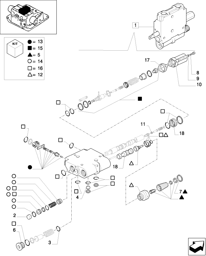 1.82.7/  E REMOTE CONTROL VALVE - BREAKDOWN - D5504