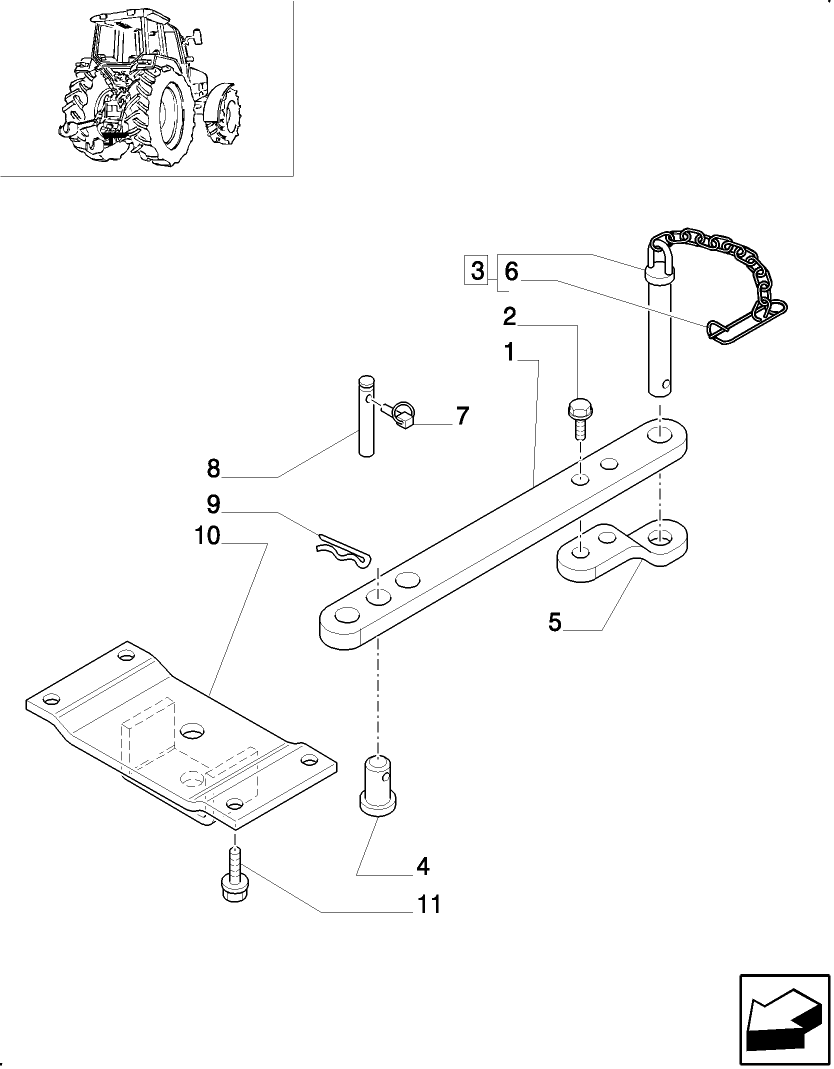 1.89.0/03 (VAR.913) DRAWBAR (29MM) FOR ITALY