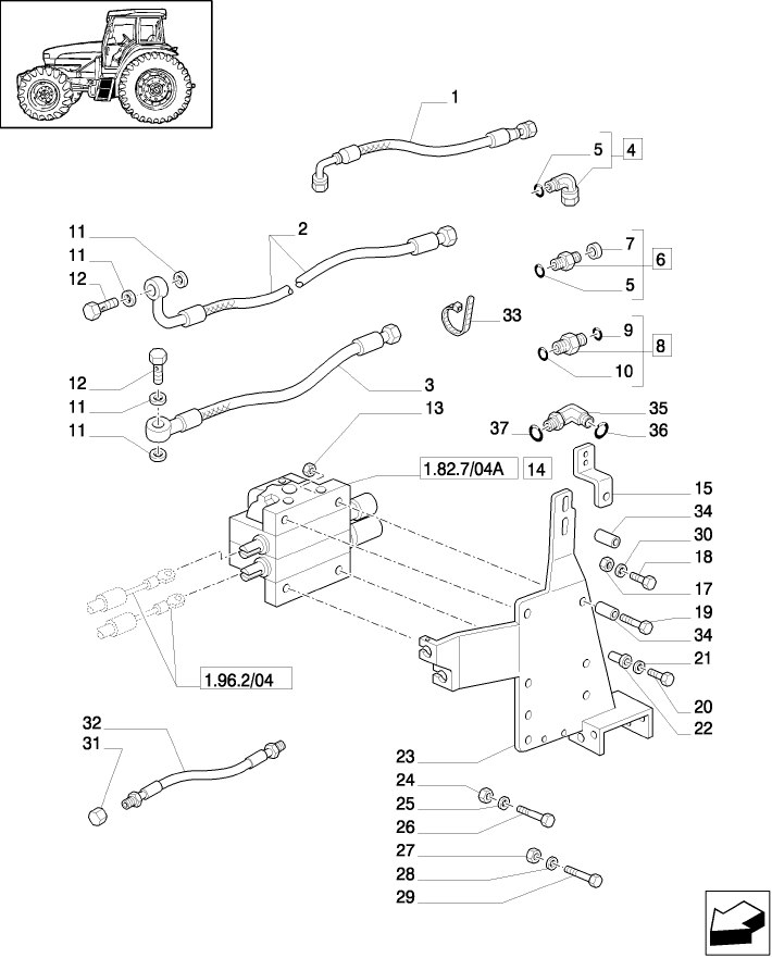 1.82.7/06 (VAR.440/2) CONTROL VALVES WITH JOYSTICK FOR LOADER WITH SPRUNG CAB AND PIPES