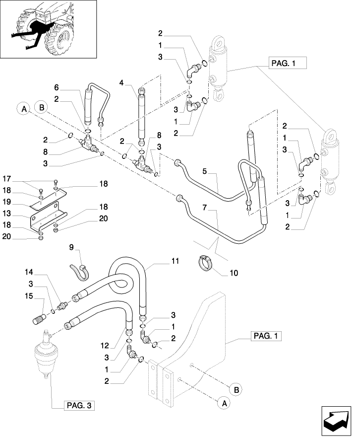 1.81.9/01(02) (VAR.779) FRONT HYDRAULIC LIFT FOR "SUPERSTEER" - LIFT CYLINDER PIPES