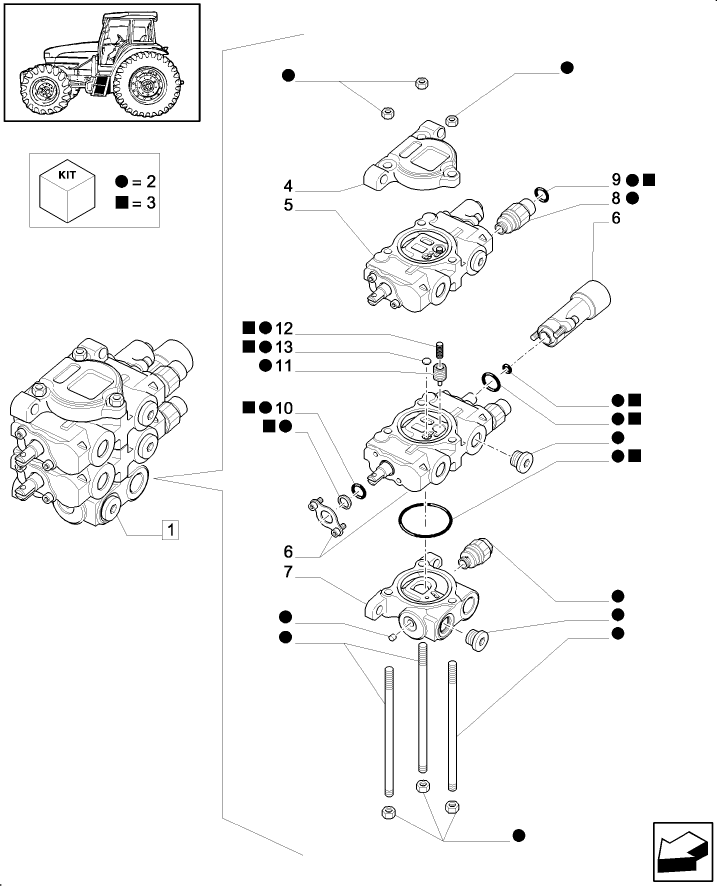 1.82.7/04A (VAR.440,440/1,440/2) 2 CONTROL VALVES WITH MECHANICAL JOYSTICK FOR LOADER - PARTS COMPONENTS