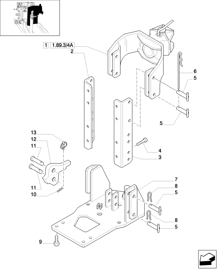 1.89.3/ 4 (VAR.893) SWIVEL HOOK, VERTICAL ADJUST, W/PIN (PITON)