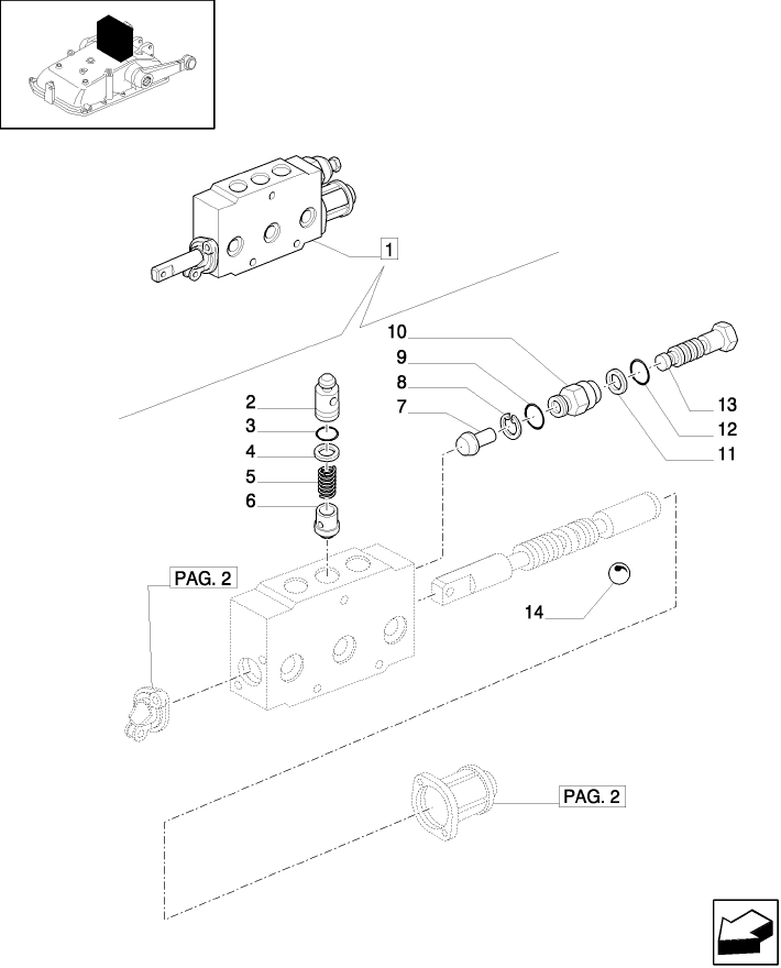 1.82.7/ 9B(01) (VAR.124)  2 CONTROL VALVES WITH JOYSTICK - PARTS