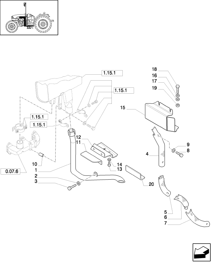 1.15.1/ 2 (VAR.135-150) HORIZONTAL MUFFLER SHIELD