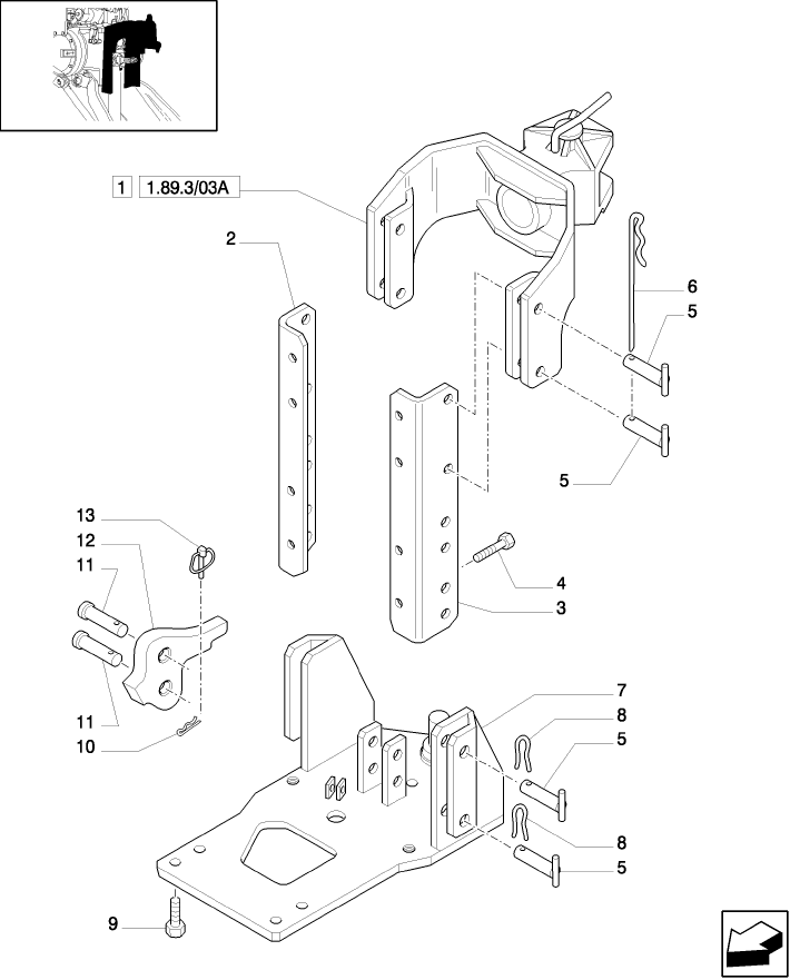 1.89.3/03 (VAR.893) SWIVEL HOOK, VERTICAL ADJUST, W/PIN (PITON)