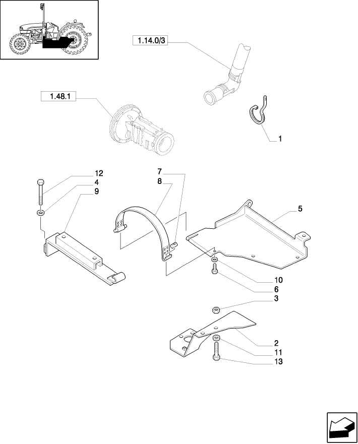 1.14.7/01 (VAR.207) FUEL TANK WITH CLEARANCE FROM GROUND 70MM - TANK SUPPORT