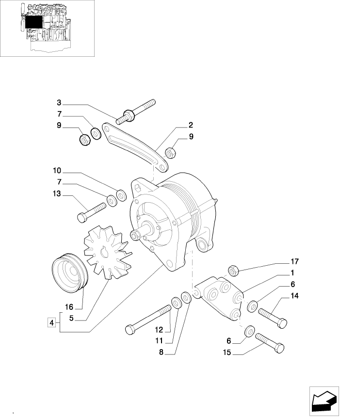 0.40.0 ALTERNATOR MOUNTING (45A)