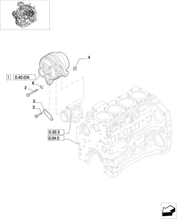 0.40.0/01 ALTERNATOR MOUNTING (65A-85A)