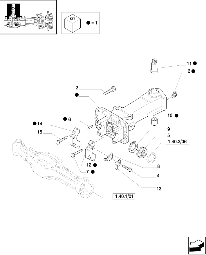 1.40.11/05(01A) (VAR.812-819) FRONT PTO LIFT - SUPPORT - D5508