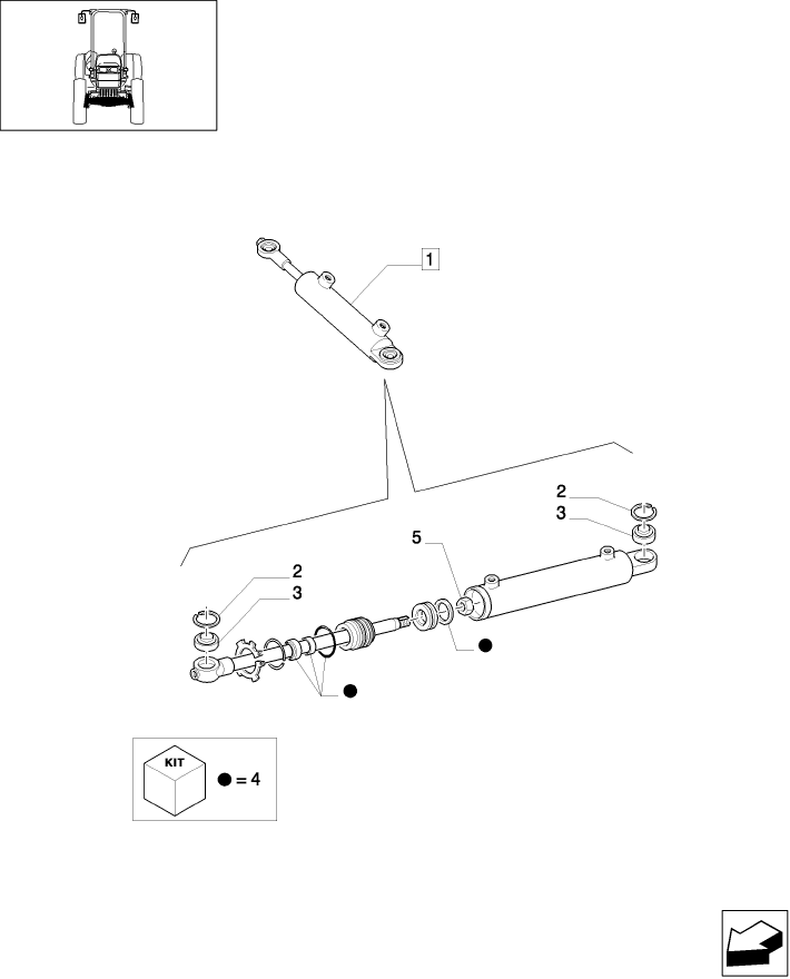 1.41.0/  A 2WD FRONT AXLE - HYDRAULIC STEERING CYLINDER - BREAKDOWN