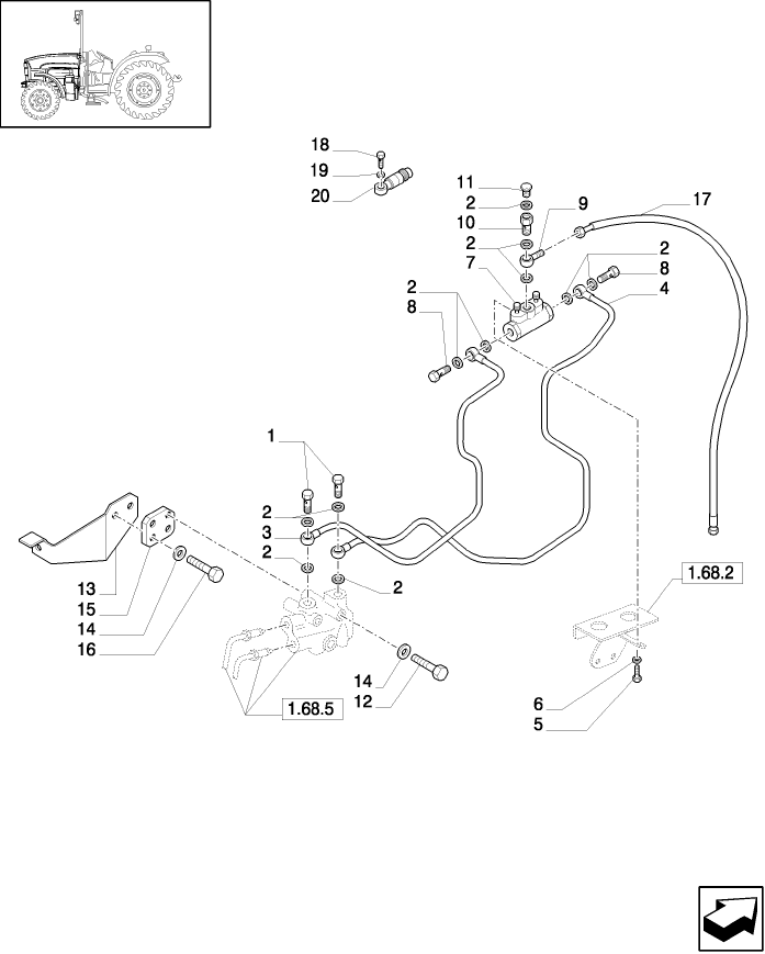 1.68.5/02 (VAR.321) HIGH SPEED RING GEAR AND PINION 40 KM/H, 4WD WITH FRONT BRAKE FOR 20" TYRES - PIPES