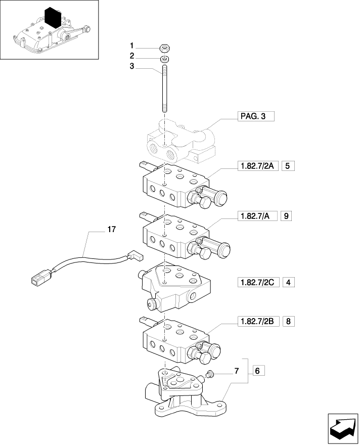 1.82.7/03(01) (VAR.390/1-399-498-498/1) 3 REM VALVES W/FLOW-RATE REG.  AND HYD. DIVIDER - REMOTE VALVES - C5484