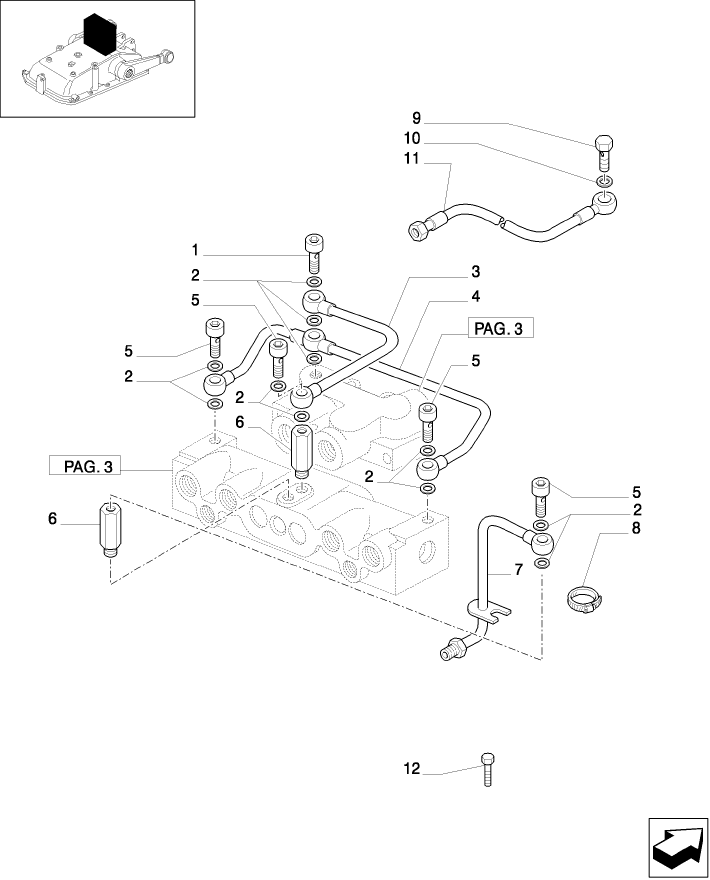 1.82.7/03(04) (VAR.390/1-399-498-498/1) 3 REM VALVES W/FLOW-RATE REG.  AND HYD. DIVIDER - PIPES - C5484