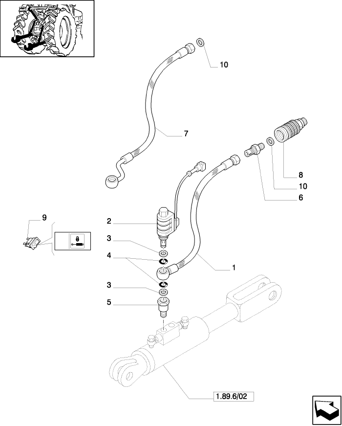 1.82.7/07 (VAR.082-083-567-572) HYDRAULIC STABILISERS WITH "CEE" HOOK FOR  MDC AND EDC - QUICK COUPLING