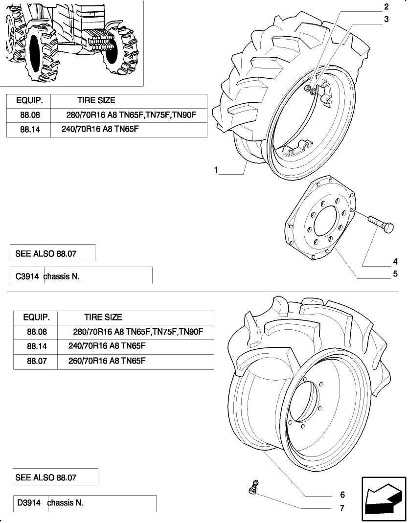 88.14 STEERING DRIVE WHEELS - RIM  W8-16 (4WD)